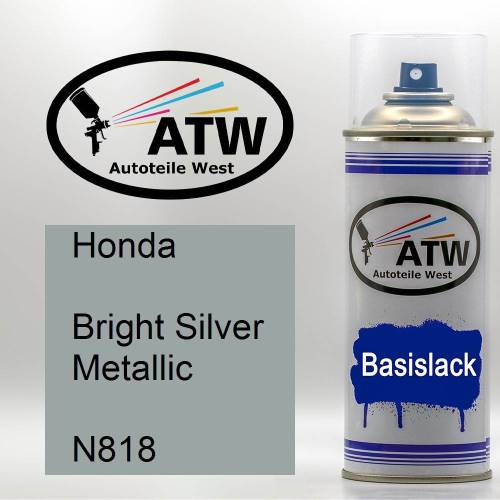 Honda, Bright Silver Metallic, N818: 400ml Sprühdose, von ATW Autoteile West.